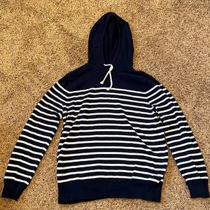 J. Crew hooded sweater. Size M. Navy with white stripes.